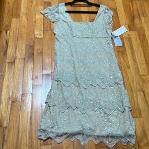 Pizarro Nights Cream/Silver - Sequins/Bead Dress